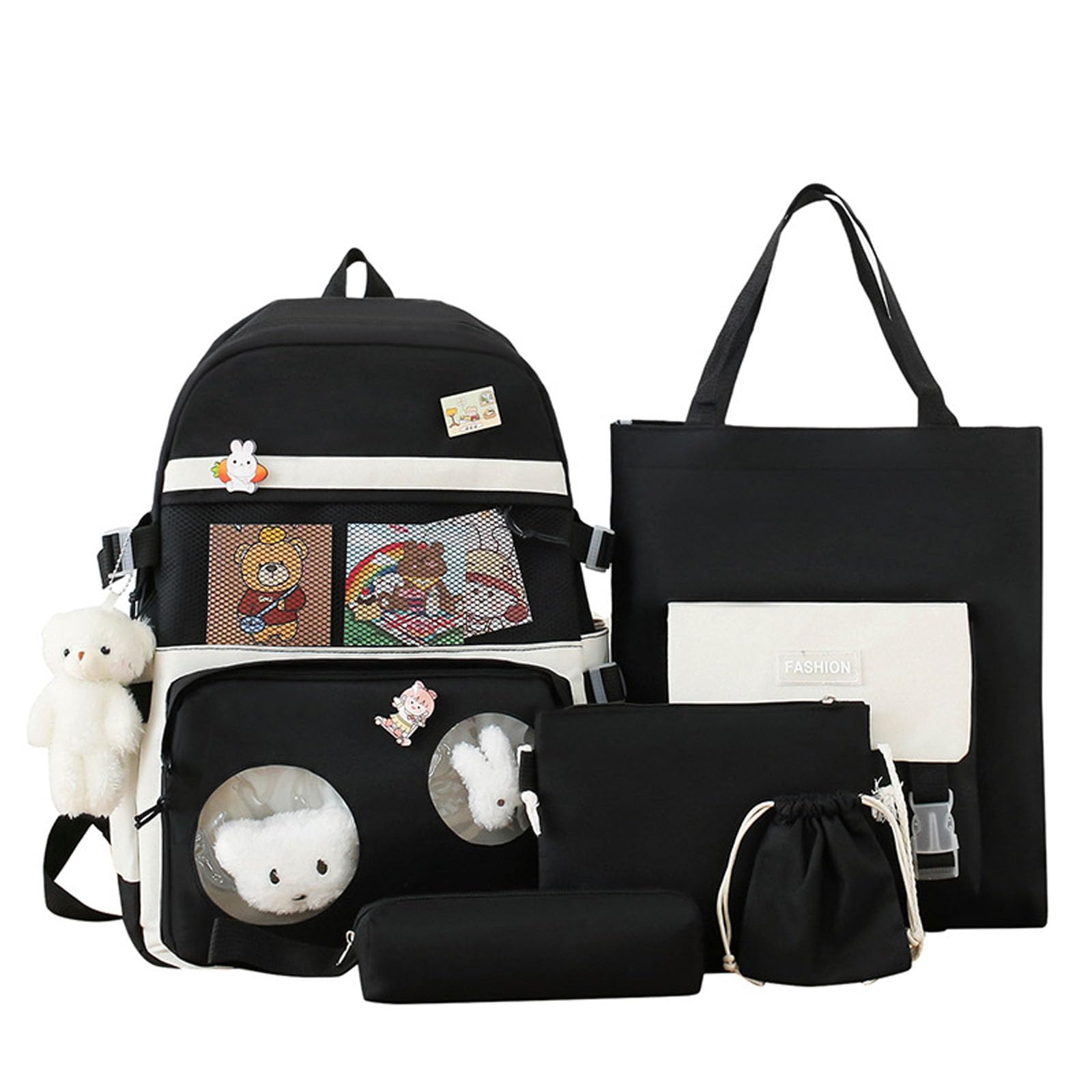 5Pcs Kawaii Backpack Cute Backpack for School Aesthetic Backpack Kawaii School Supplies Backpack Set with Accessories…