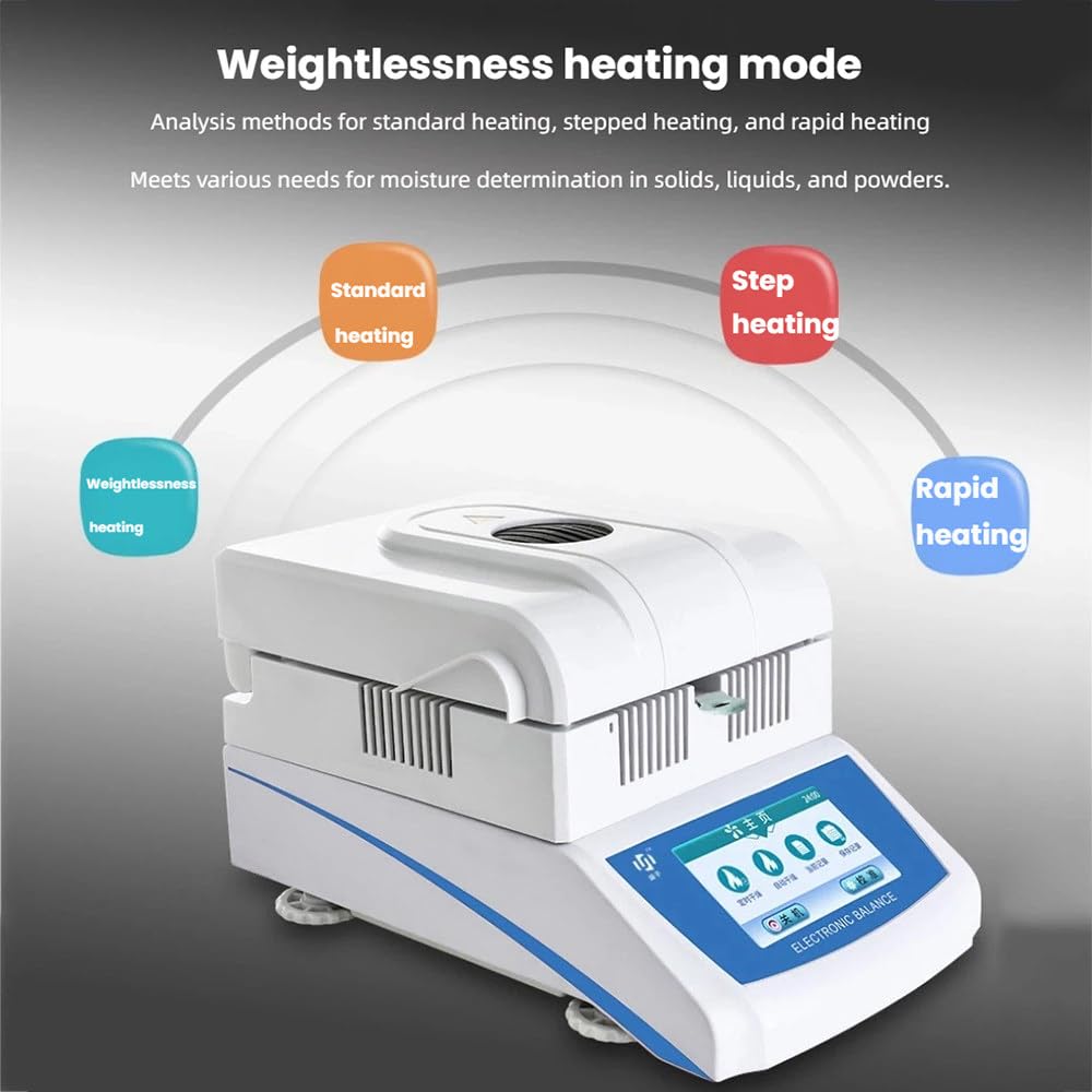 Analizador de contenido de humedad halógeno, probador digital de alta precisión con interfaz RS232 para uso industrial y científico, medición de 50 g/0,002 g