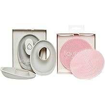 LiquiBands Beauty Bundle   1 Pair Silicone Spa Bands to Catch Water - 1 Body Buffer Dove Grey & Blush Pink