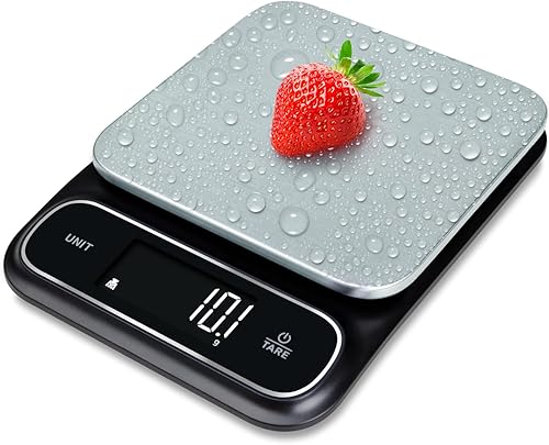 Báscula de cocina de 0.00 oz 2024 Báscula impermeable para alimentos y gramos, báscula de cocina y horneado con placa de acero inoxidable, luz de
