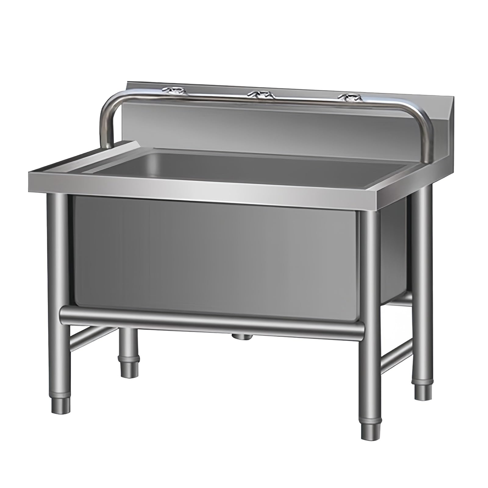 ZQFHSX Heavy Duty Commercial Floor Mop Sink - Stainless Steel Laundry Tub with Drainer Single Bowl Utility for Kitchen Restaurant & Business (80x60x55cm)