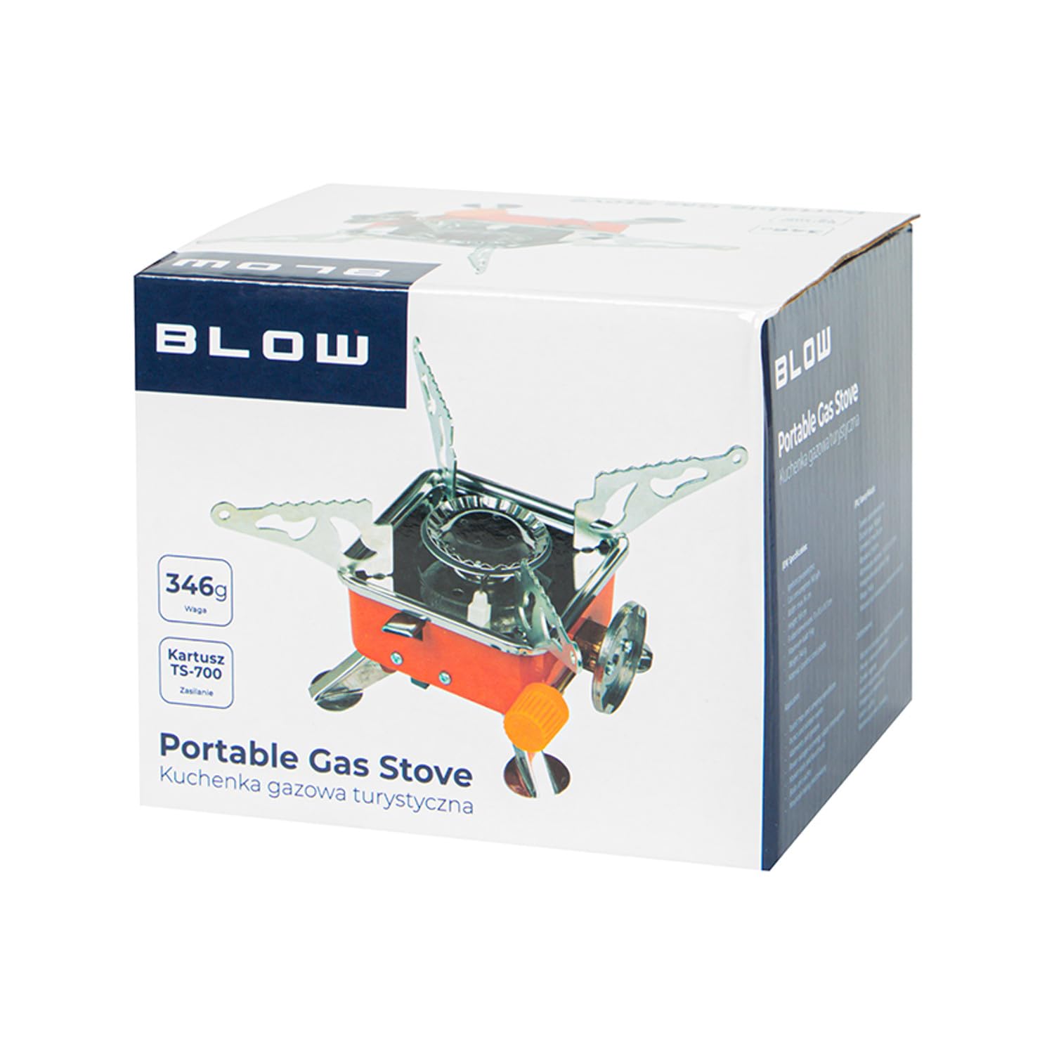 Blow Mini turystyczna kuchenka gazowa 2800 W – kompaktowa kuchenka kempingowa z zapłonem piezoelektrycznym i regulowanym płomieniem – lekka i składana – do kartuszy TS-700 – w zestawie torba do
