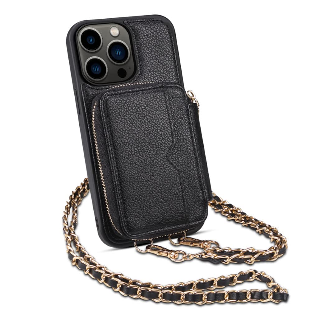 Étui en cuir iPhone 14 Pro Max multi-fonction style sacoche chic - 8