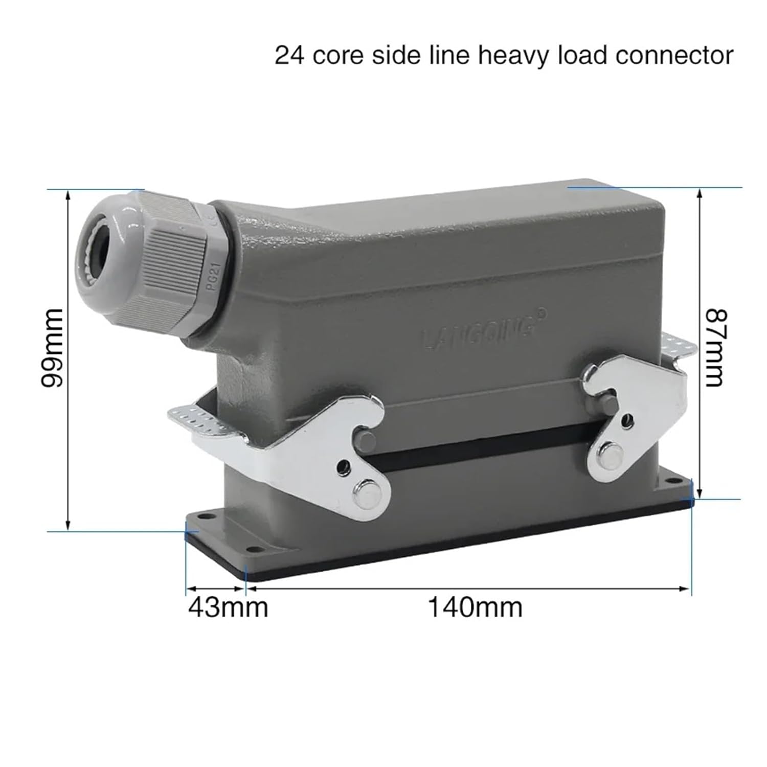 Rectangular H24B - HE 024-1 Heavy Duty Connectors 24 Pin Line 16 A500v Screw Feet of Aviation Plug On The Side(Lateral line)