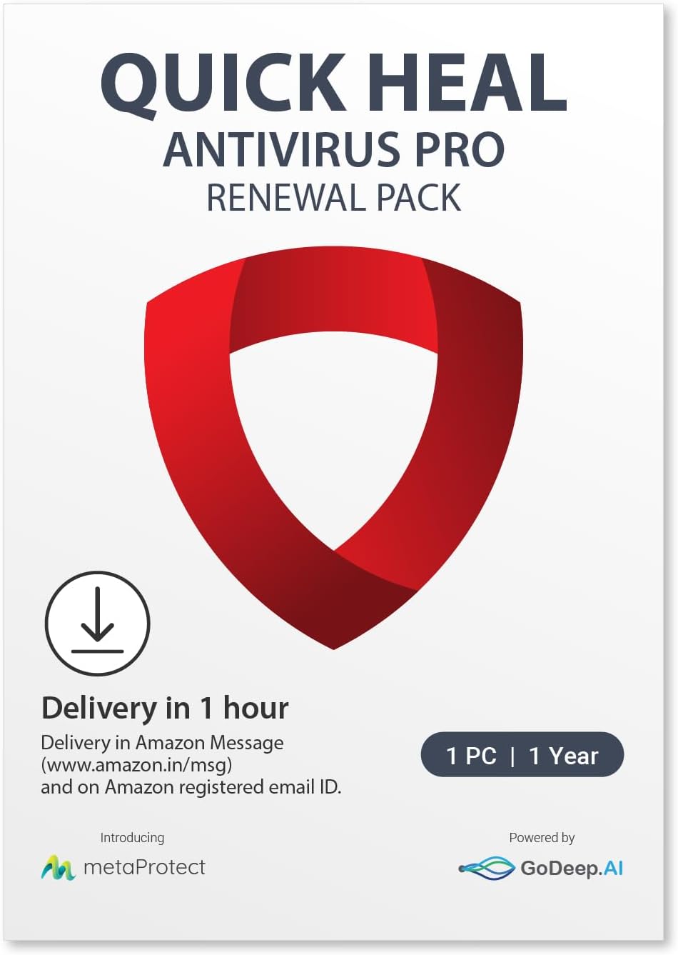 Quick Heal Antivirus Pro- Renewal Pack - 1 User, 1 Year (Instant Delivery)-Existing Quick Heal Single User AV Pro Subscription Needed