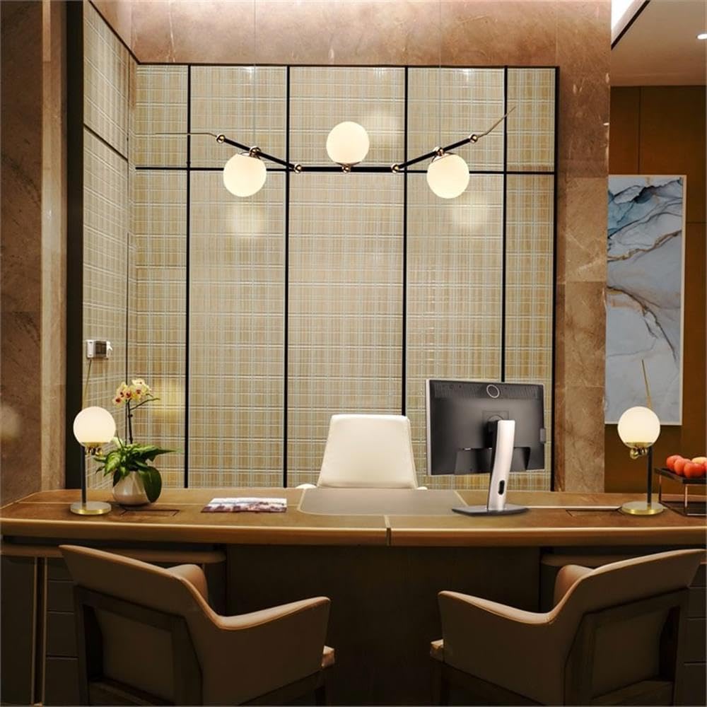 Pemberly Row 22" LED Table Lamp, Antique Brass Finish, Frosted Glass Shade, 3-Step Dimming, Modern Ambient Lighting, ETL Certified, Compact Design for Bedroom, Living Room or Office Use