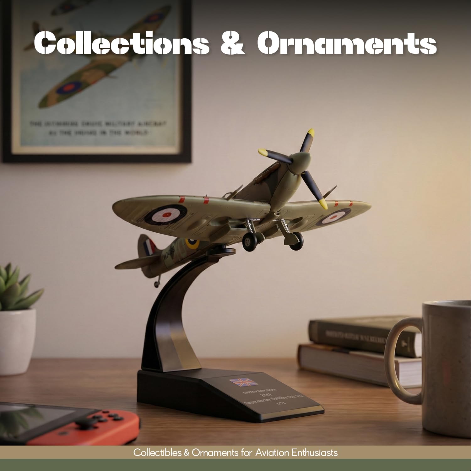 NUOTIE 1/72 UK Super Navy Spitfire - Maqueta de avión de combate de metal fundido a presión, simulación de la Segunda Guerra Mundial, modelo retro con soporte