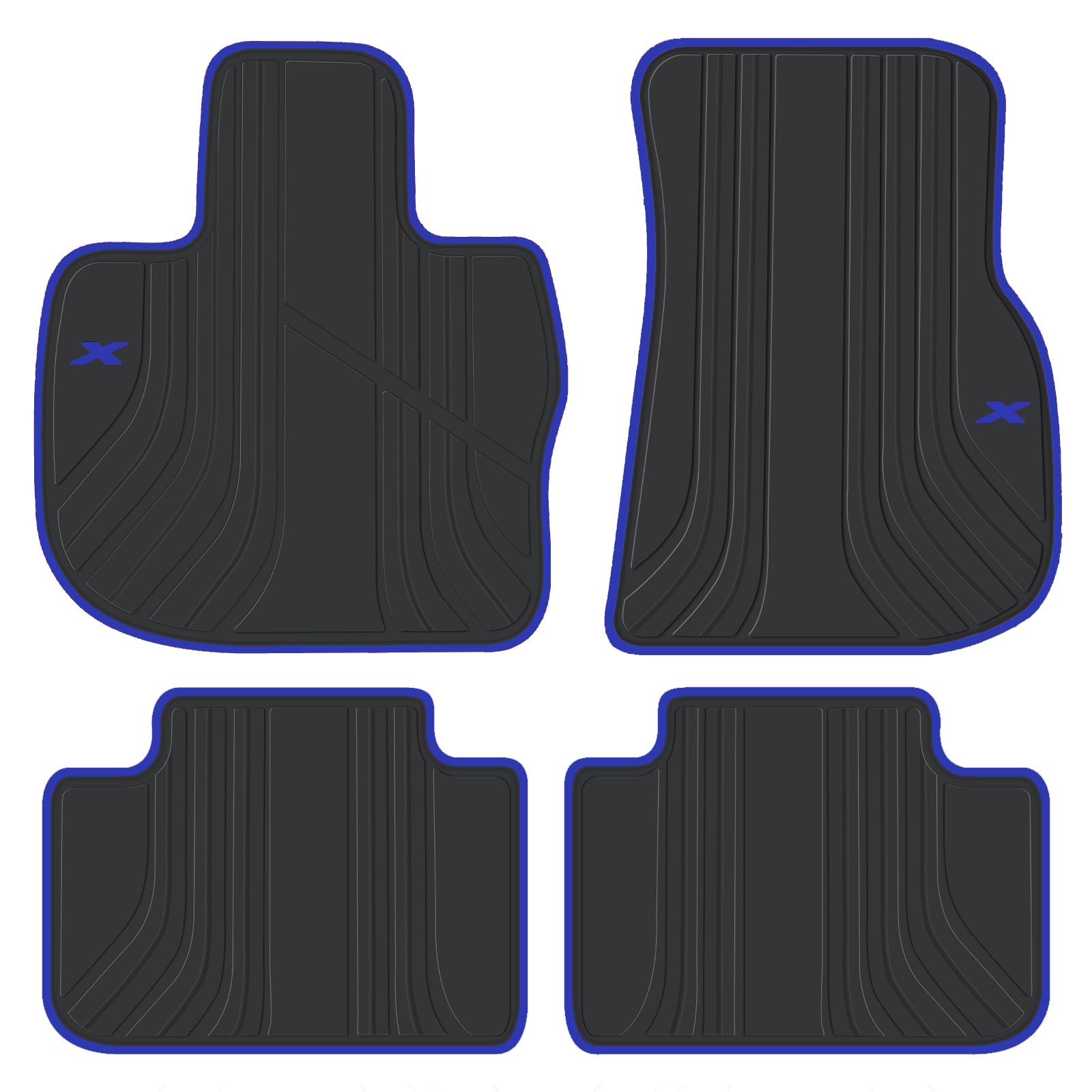 Car Floor Mat for BMW X3 G01 X4 G02 2018 2019 2020 2021 2022 2023 2024 Custom Fit Black Navy Blue Rubber Auto Floor Liners Set All Weather Protection Heavy Duty Odorless
