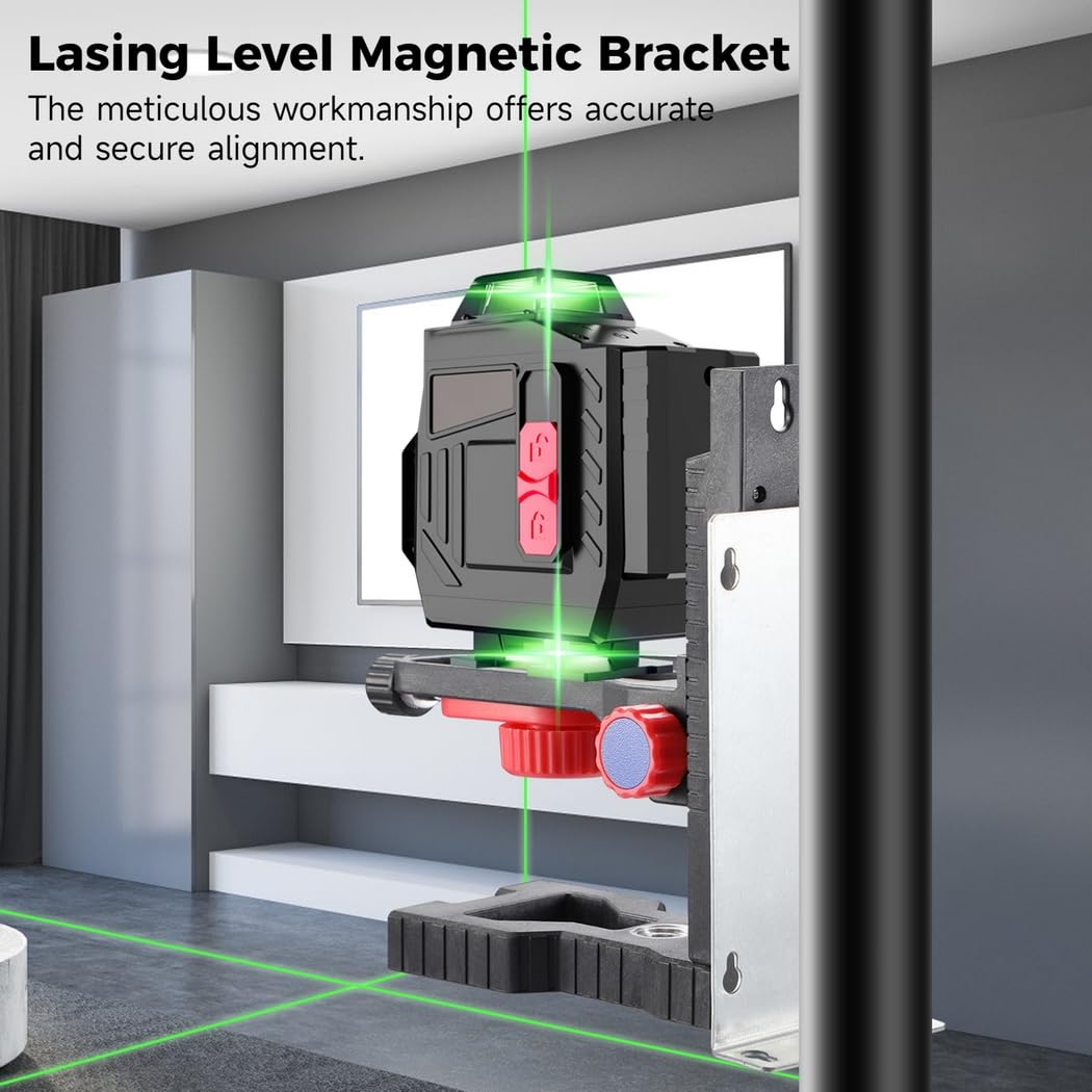 Magnetyczny wspornik poziomicy laserowej – regulowany adapter w kształcie litery L z gwintem zewnętrznym 1/4, podstawa obrotowa do ściany i sufitu