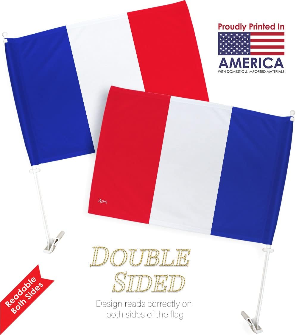 World Cup 2022 France Car Flag POW MIA Bandera Para Carros Auto Decorations Small Banner For Window Decor Clip Pole Accessories FIFA Sports Fans Outdoor Football Soccer French Gifts Made In USA