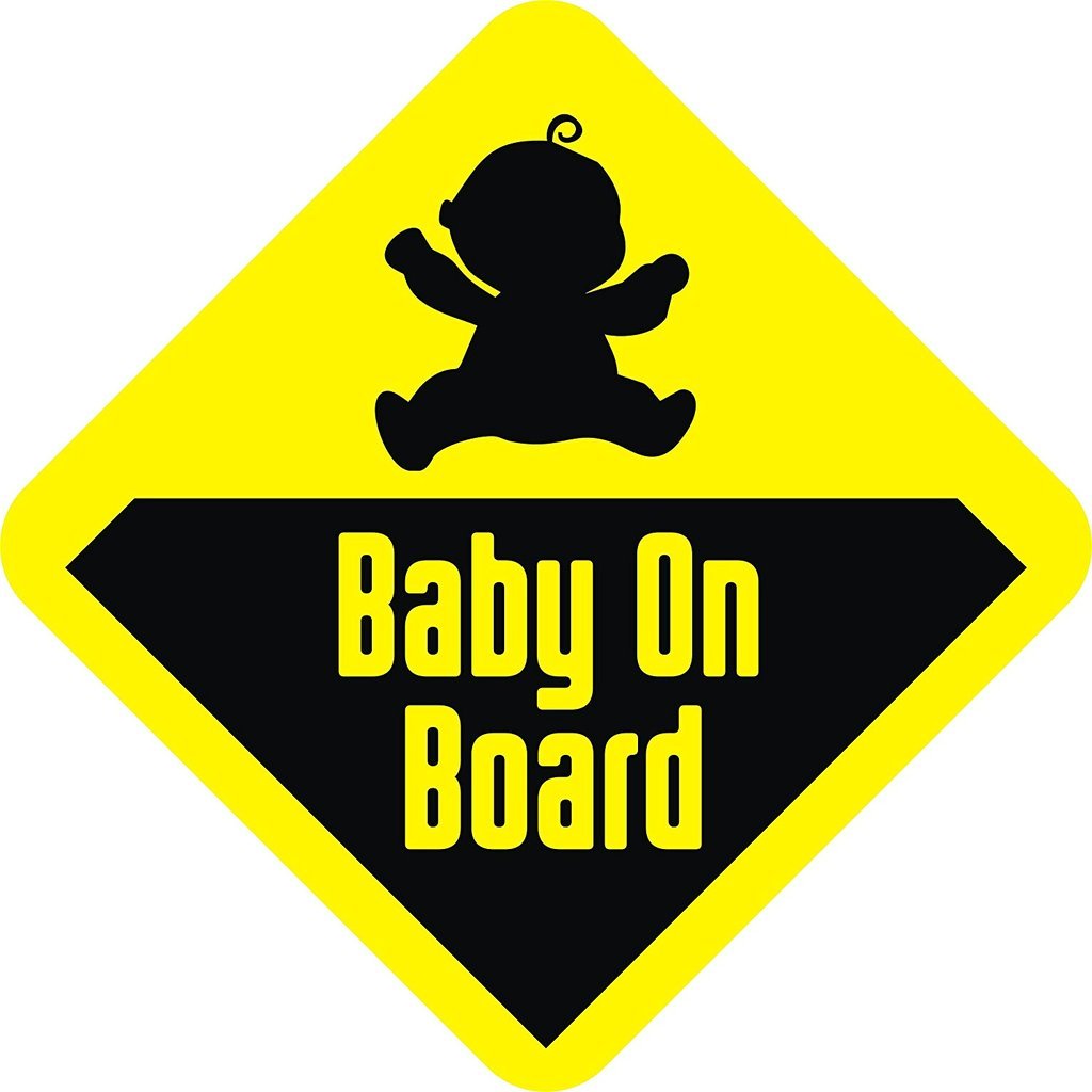 Onlinemart Baby On Board, Background Yellow, Play, Windows, Car Sticker (Pack of 2 Stickers)