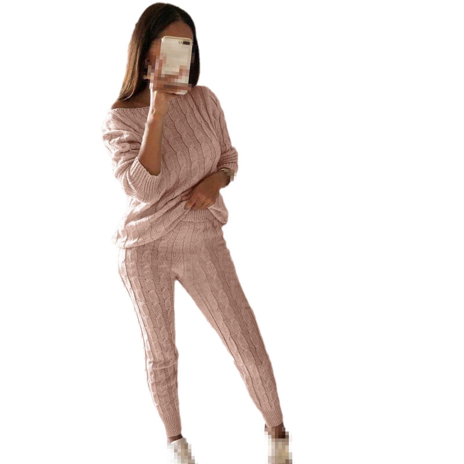 Dzianinowy sweter i spodnie dwuczęściowy zestaw damskie ponadwymiarowe krótkie topy spodnie sweterkowe 2-częściowe zestawy damskie dres zestaw
