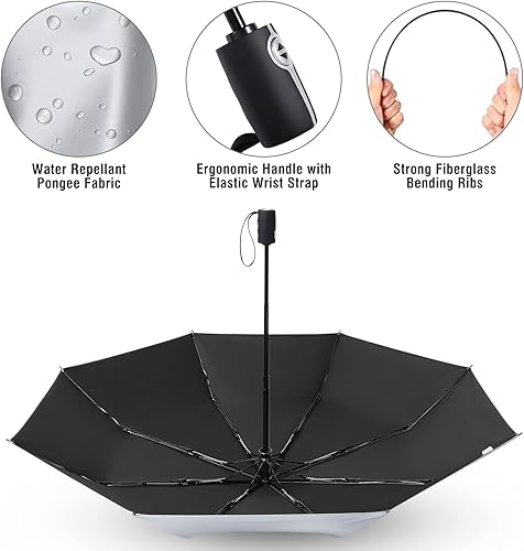 Miniatura 5 de G4Free Paraguas de viaje grande con protección UV UPF 50+ de 46 pulgadas, cierre de apertura automático, resistente al viento, bloqueo solar