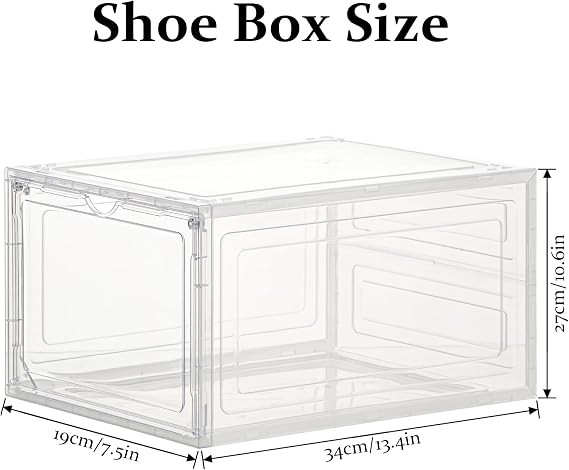 12 Packs Shoe Storage Organizer Large Clear Plastic Shoe Box with Lids, Thickened Stackable & Foldable Space-Saving Plastic Containers for Closet, Sneakers, Boots, Heels