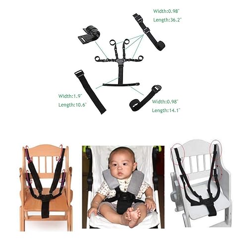 Miniatura 2 de Topwon Arnés de 5 puntos para silla de bebé, cochecito de bebé, cinturón de seguridad, correa de cochecito para niños, silla de bebé, reemplazo de