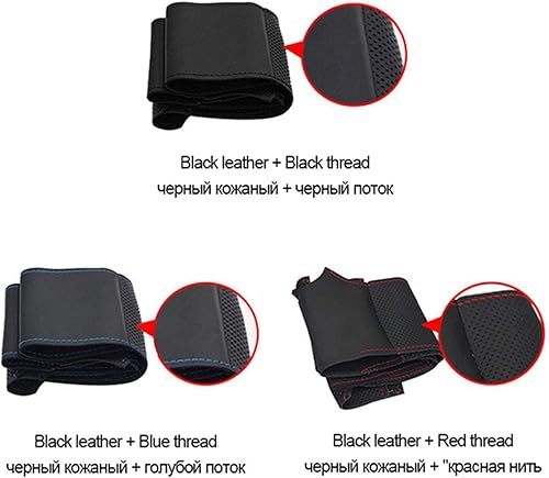 Miniatura 3 de POCHY Car Black Leather Steering Wheel Coverfor Toyota Land Cruiser Prado 120 2004-2008 2009 Land Cruiser 1995-2006 2007 Tacoma