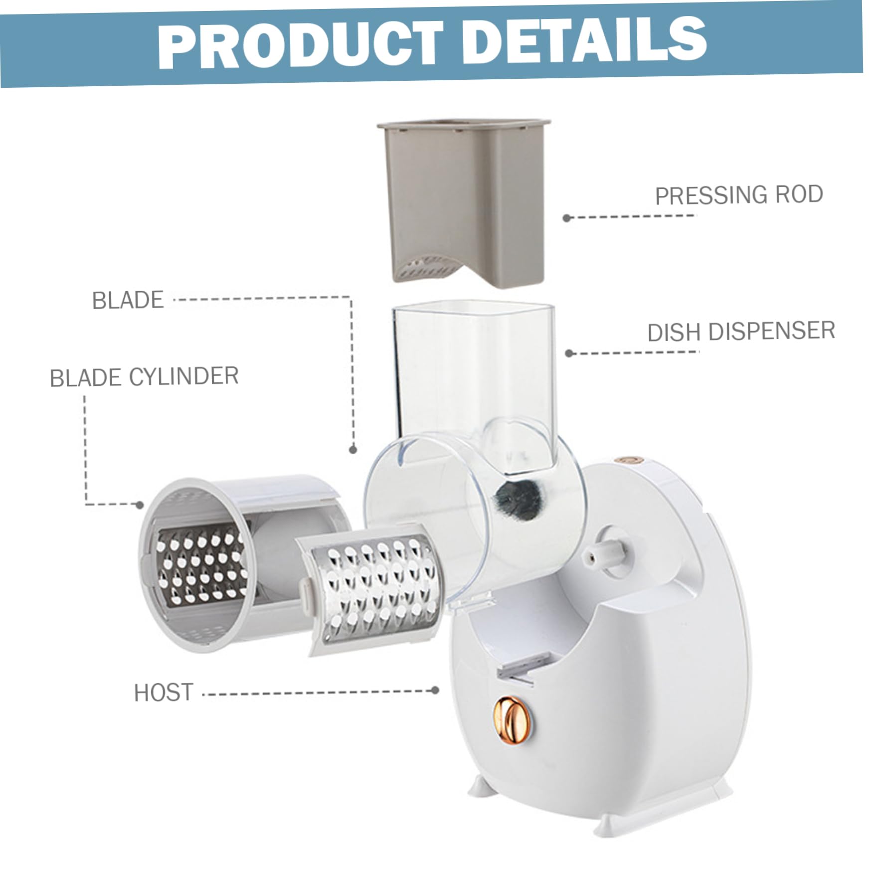 Grattugia elettrica per Formaggio grattugia Automatica Staccabile con 3 Lame di Forme Diverse Ricaricabile Tramite USB per Frutta Verdura elettrica, Automatica