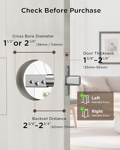 Miniatura 7 de TCL Cerradura inteligente D1, cerradura de puerta delantera sin llave de huellas dactilares, cerradura de cerrojo de teclado Wi-Fi, funciona con