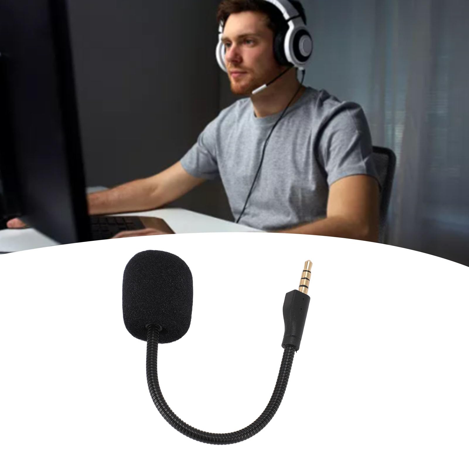 Micrófono de Juego de Repuesto para 1, Micrófono de Juego con Cancelación de Ruido Desmontable, Micrófono de Auriculares para Juegos Flexible con Espuma, Plug