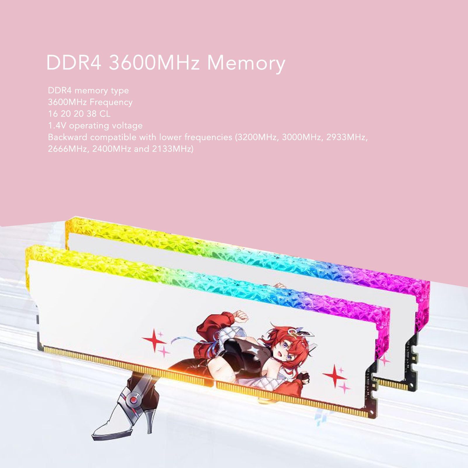 Cryfokt DDR4 RAM, XMP2.0 3600 MHz PC4 28800U CL16 20 20 38 1,35 V Moduł Pamięci RAM do Komputera do Gier, z technologią Przetaktowywania XMP2.0, dla Mystic Light i Polychrome (16 GB (2x8 GB))