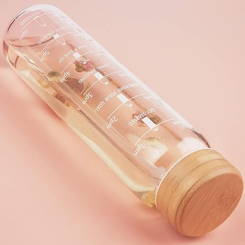 Miniatura 6 de Botella de agua de vidrio de borosilicato de 32 onzas con popote y marcador de tiempo, botella de agua motivacional de boca ancha con funda de