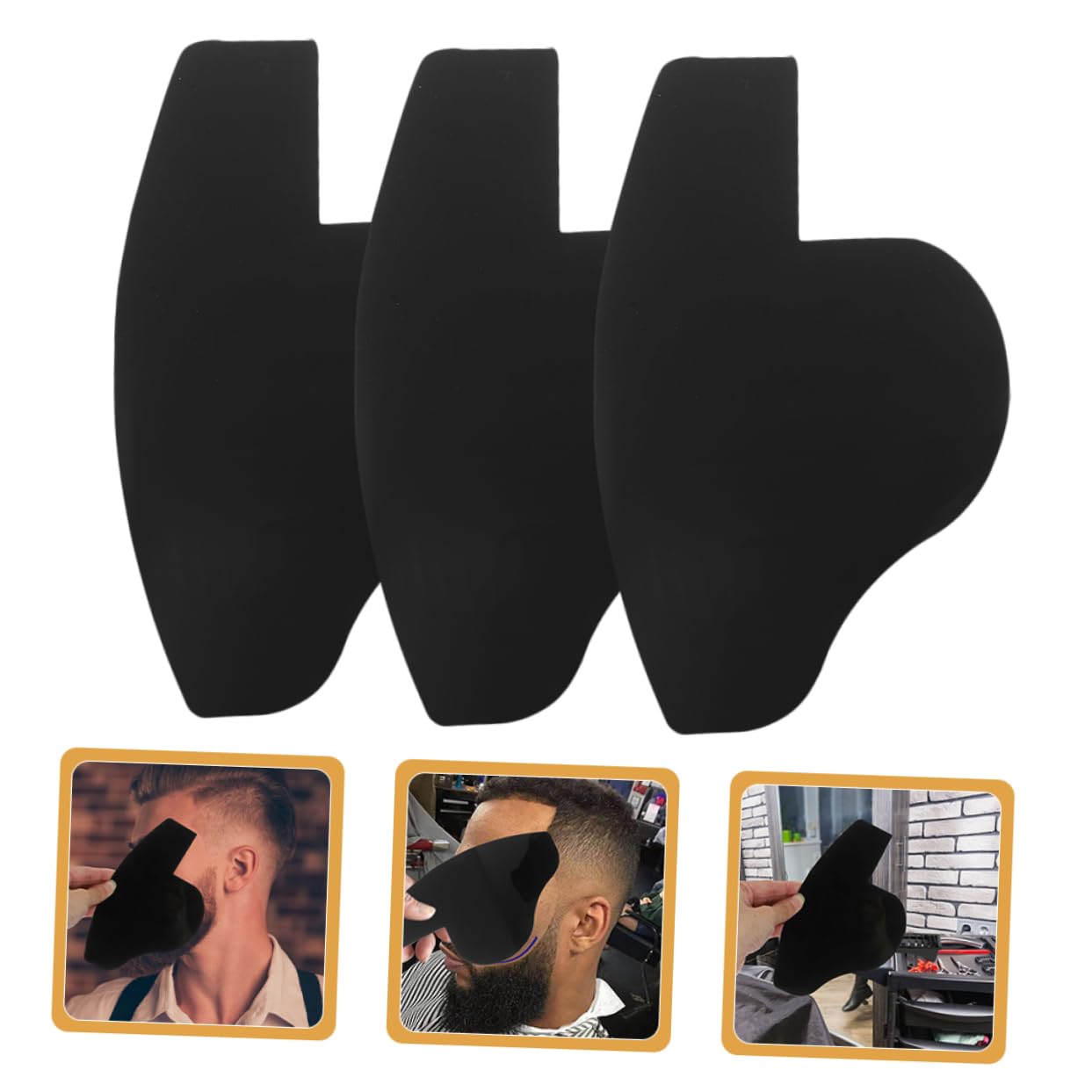 BELLIFFY Barber Enhancement Clutch Cards 3pcs Hairline Cards Beard Guide Template Hairline Enhancing Card for Hair Fiber Application Black