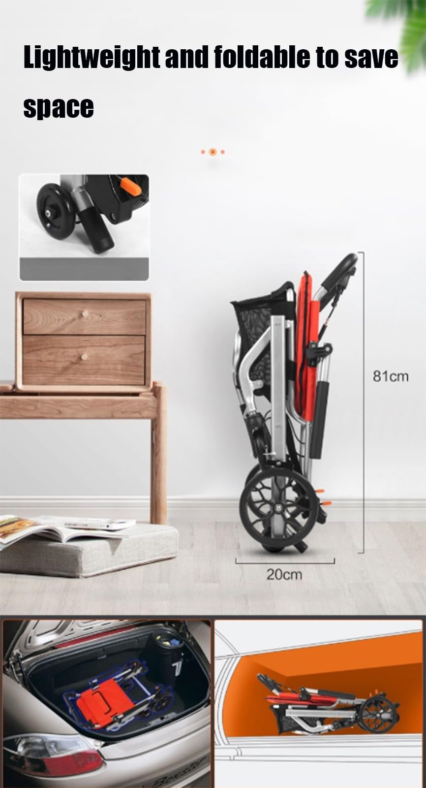 Rollstuhl Faltbar Leicht Mit Bremse Aluminium Ultra-Light Transport Rollstuhl Mit Aufbewahrungskorb Reise Rollstuhl Für Die Wohnung Und Unterwegs A