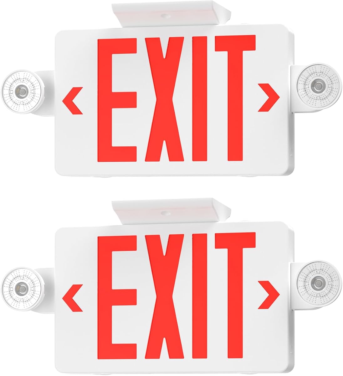 LED Exit Sign with Emergency Light,Double-Sided&Battery Backup 2Pack | AC120/277V,90-min Emergency Lighting,Dual Adjustable LED Heads,UL&ETL Listed,Commercial exit light,Wall/Ceiling Mount.