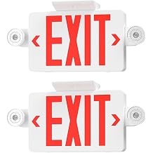 LED Exit Sign with Emergency Light,Double-Sided&Battery Backup 2Pack | AC120/277V,90-min Emergency Lighting,Dual Adjustable LED Heads,UL&ETL Listed,Commercial exit light,Wall/Ceiling Mount.