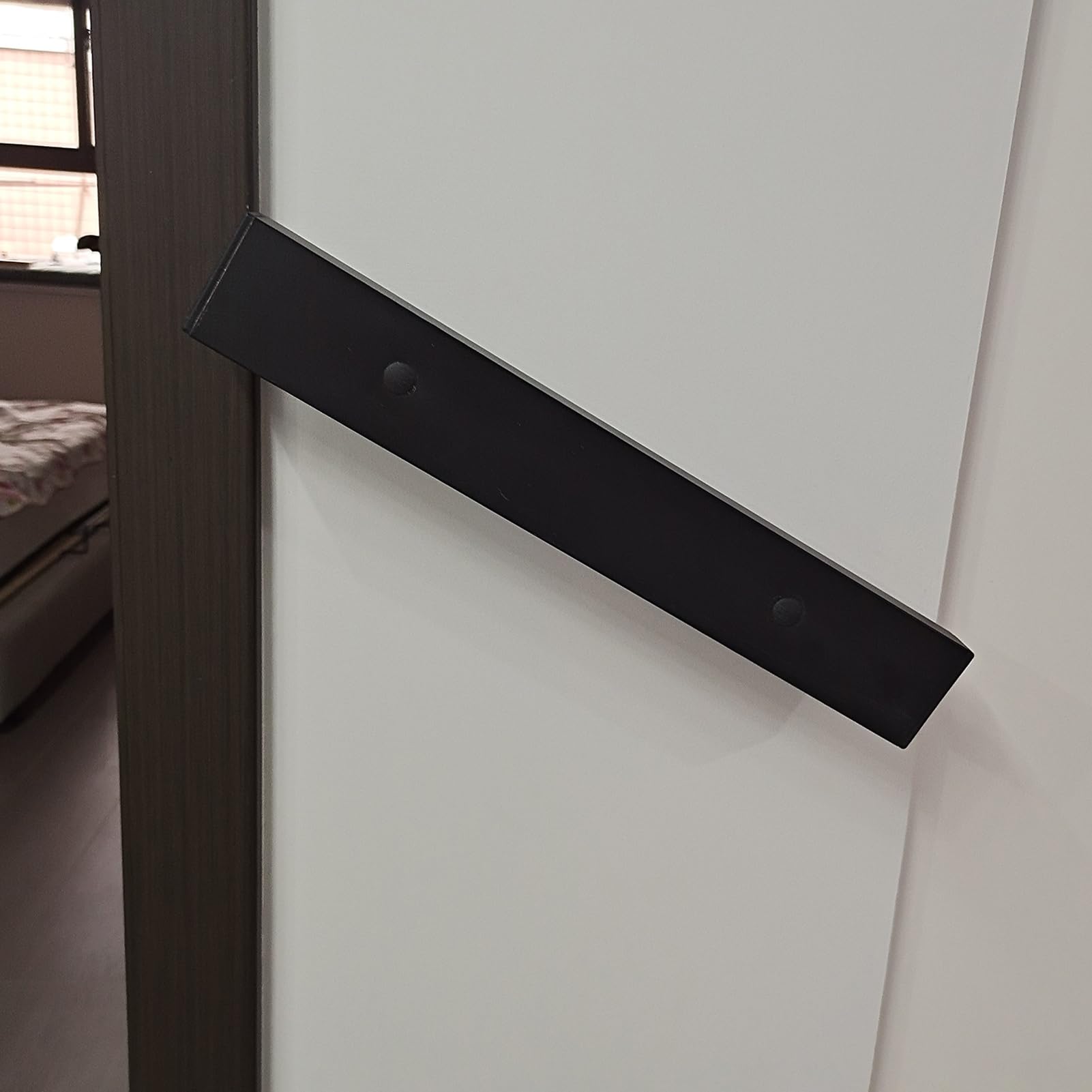 Solidna czarna metalowa il - 3 cm wąska poręcz z łatwym chwytem do użytku wewnątrz/na zewnątrz, montowana na ścianie, dostępna w rozmiarach 1,8 m, 2,1 m, 2,4 m, 3 m (kolor: czarny