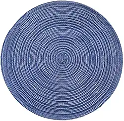 Jogo Americano Redondo de Tecido para 6 lugares Mesa Posta - Diâmetro 38 CM (Azul)