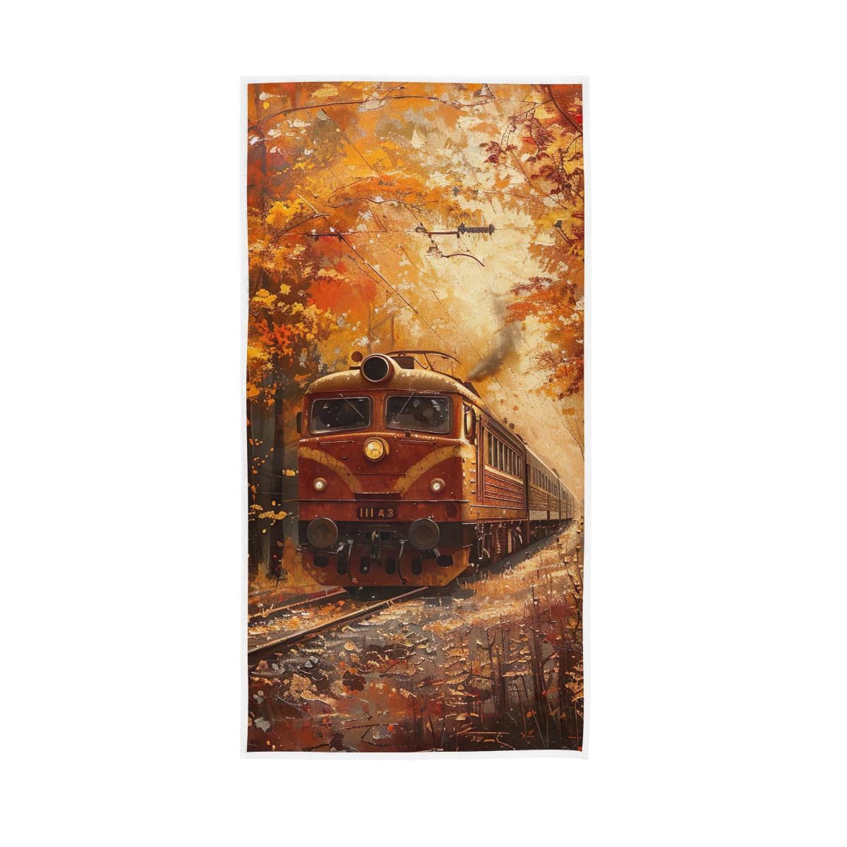 LSRCPD Train Autumn Trees Hand Towels, Multipurpose Lightweight Towels for Hand, Face, Hair, Bath 15 x 30 Inches