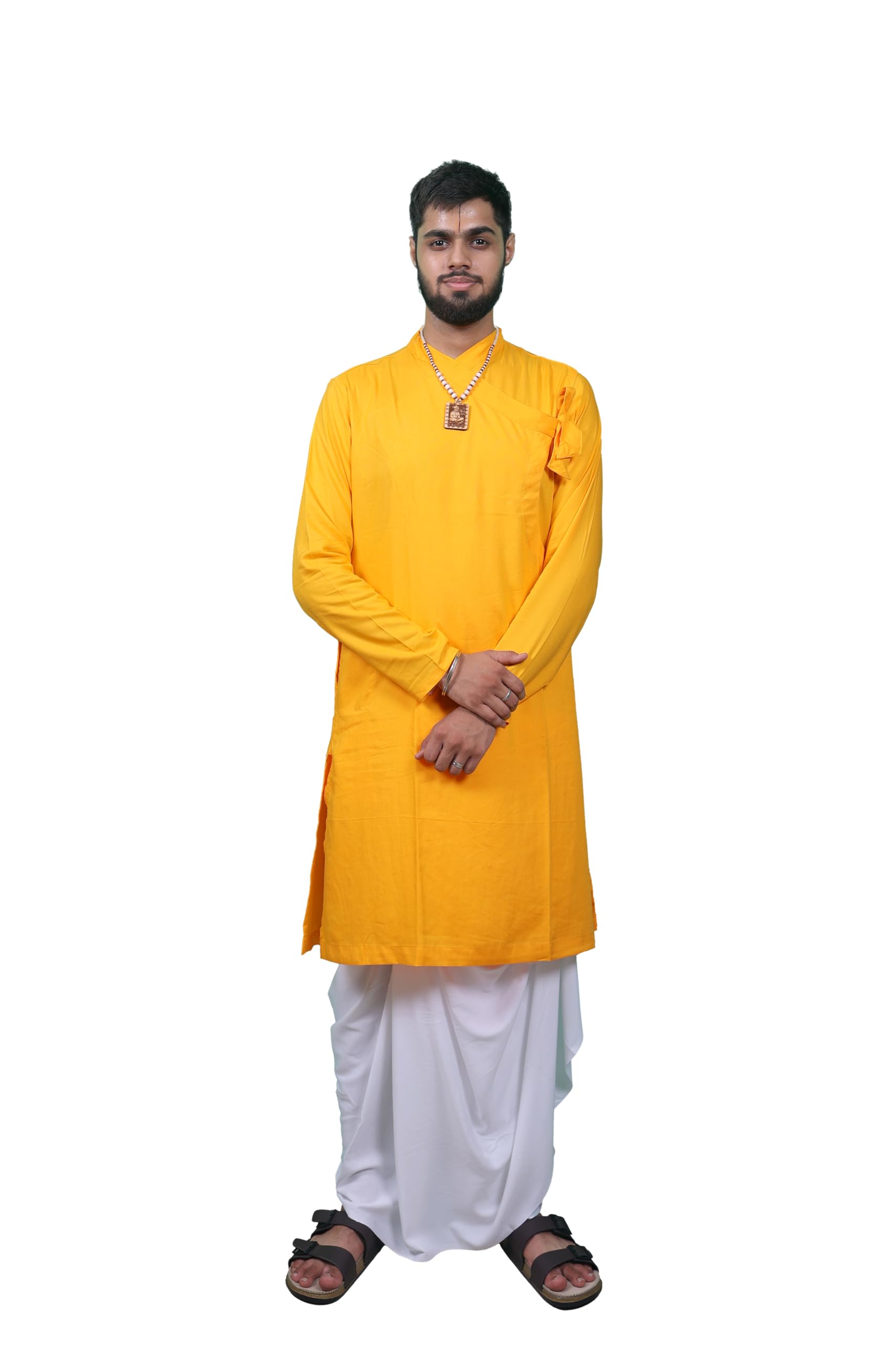 dharniya men Bagalbandhi Heritage Bhagalpuri Bagalbandhi Bhagalpuri (rayon blend) kurta dhoti set (Mango) Size 4XL-picture-41