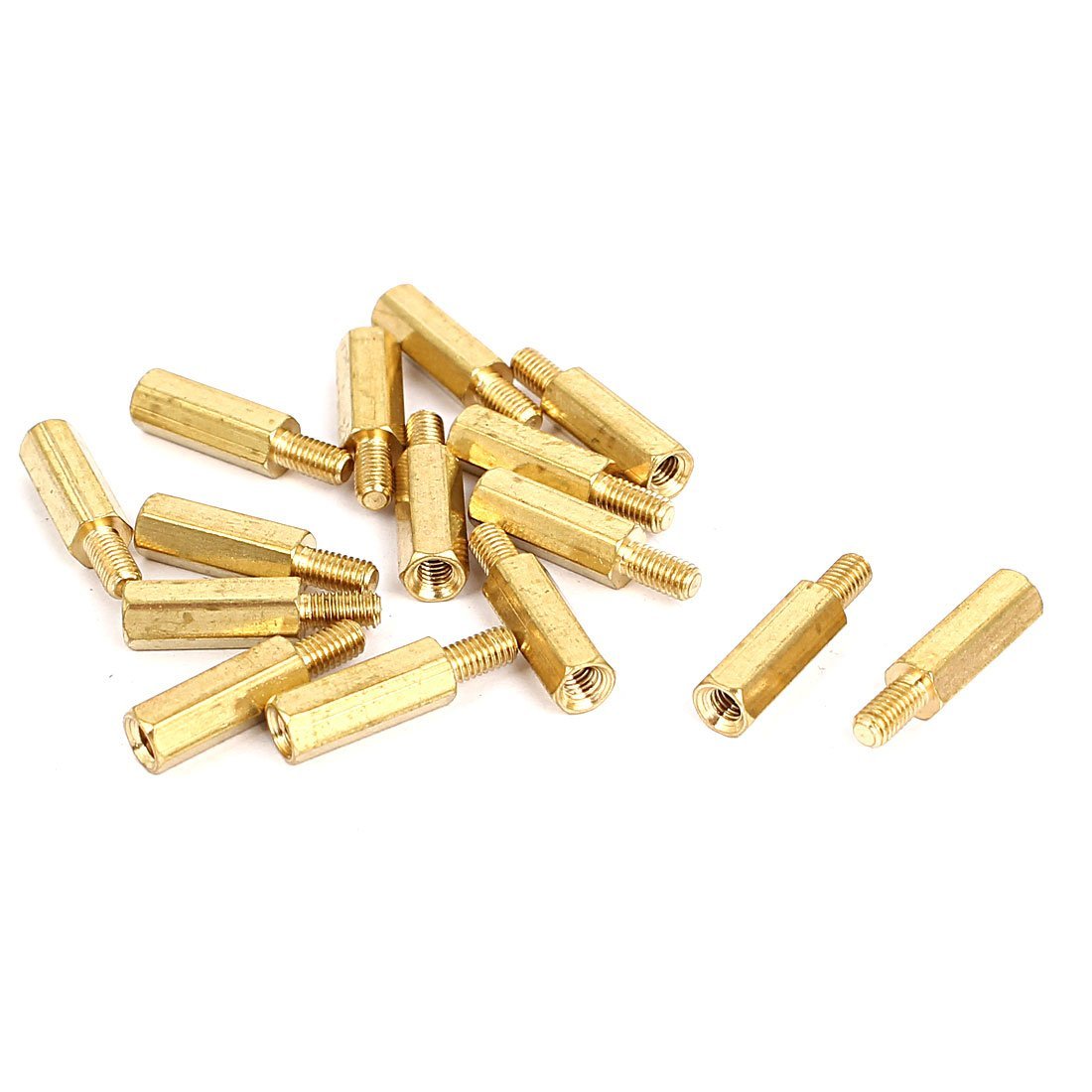 3NH® M3x13+6mm Male to Female Hexagonal Standoff Spacer Brass Tone 15pcs-image-0