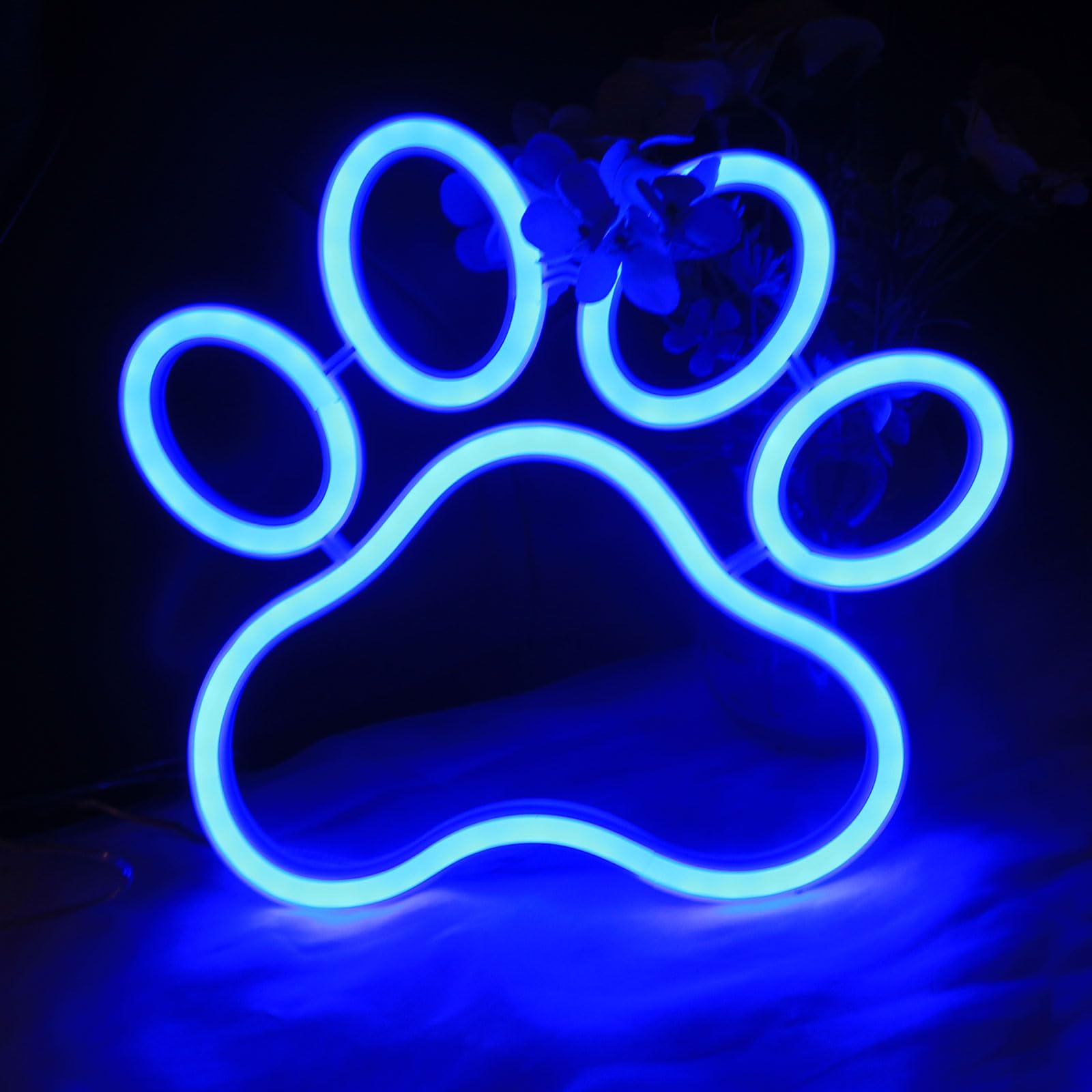 DAKABUKA Dog Cat Paw Neon Sign Paw Print Neon Sign Dimmable Neon Light for Pet Shop Pet Clinic Bedroom Wall Decor USB Powered Neon Light Wall Sign Art Decor (Blue) - Image 3