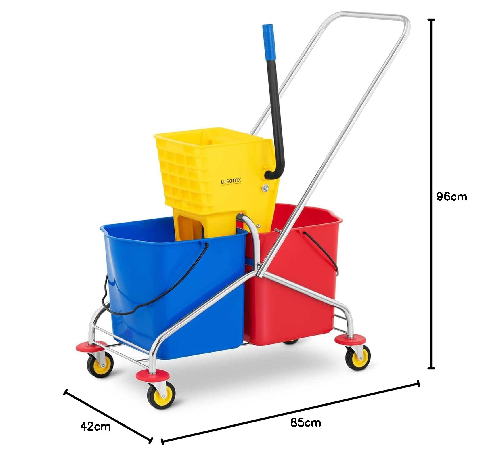 Carrello Pulizie Professionale Con Secchio Lavapavimenti Doppio E Strizzatore UNICLEAN 10 (48 litri, Plastica)