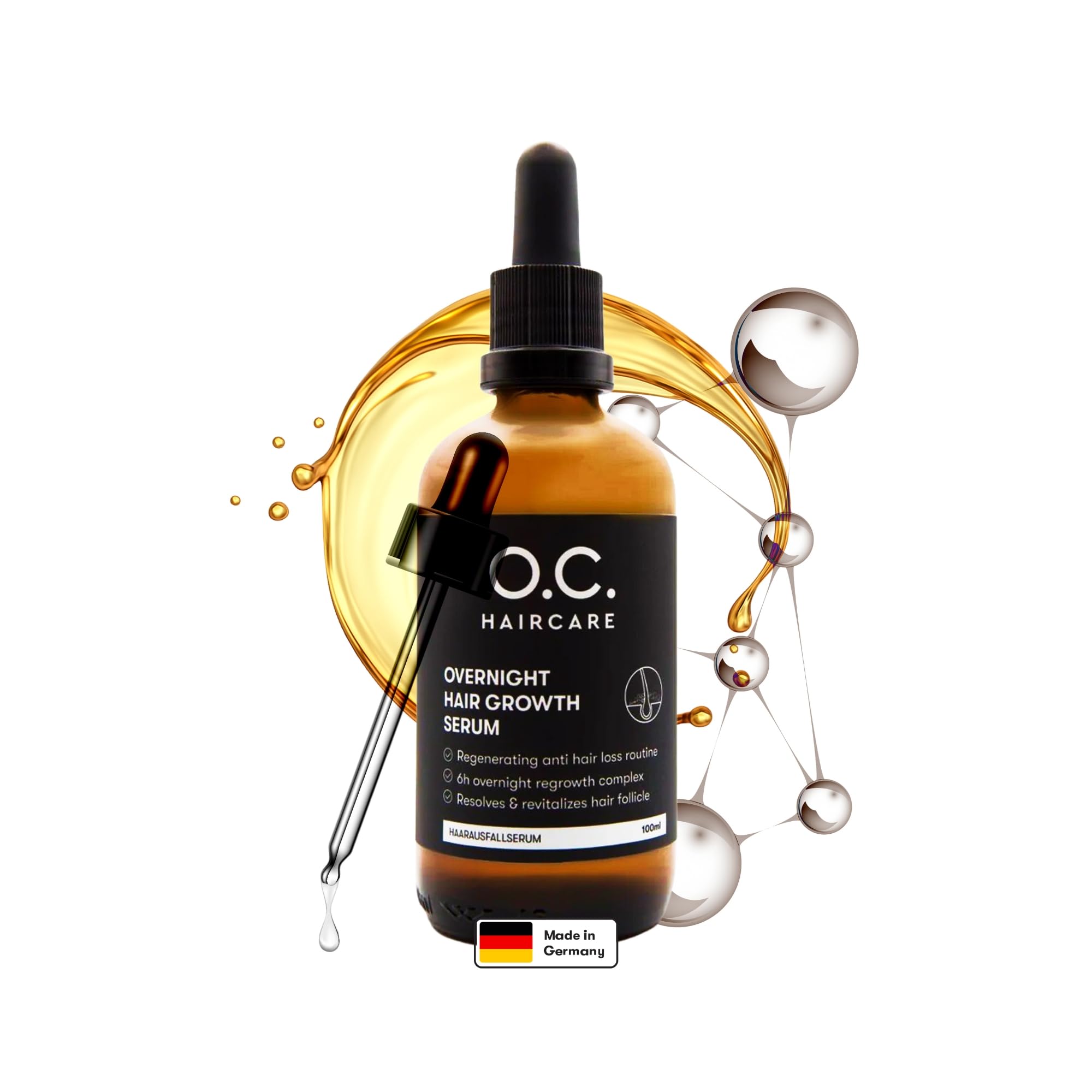 O.C. HAIRCARE Overnight Hair Growth Serum – Haarserum bei Haarausfall - Mit Rosmarin, Panthenol & Aloe Vera - Fördert Haarwachstum - Natürliche Alternative zu Minoxidil - 100 ml