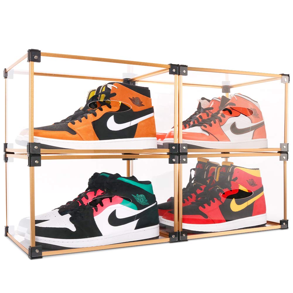 Buy UNAOIWN 4 Pack Shoe Storage Box Clear Shoe Display Case Stackable