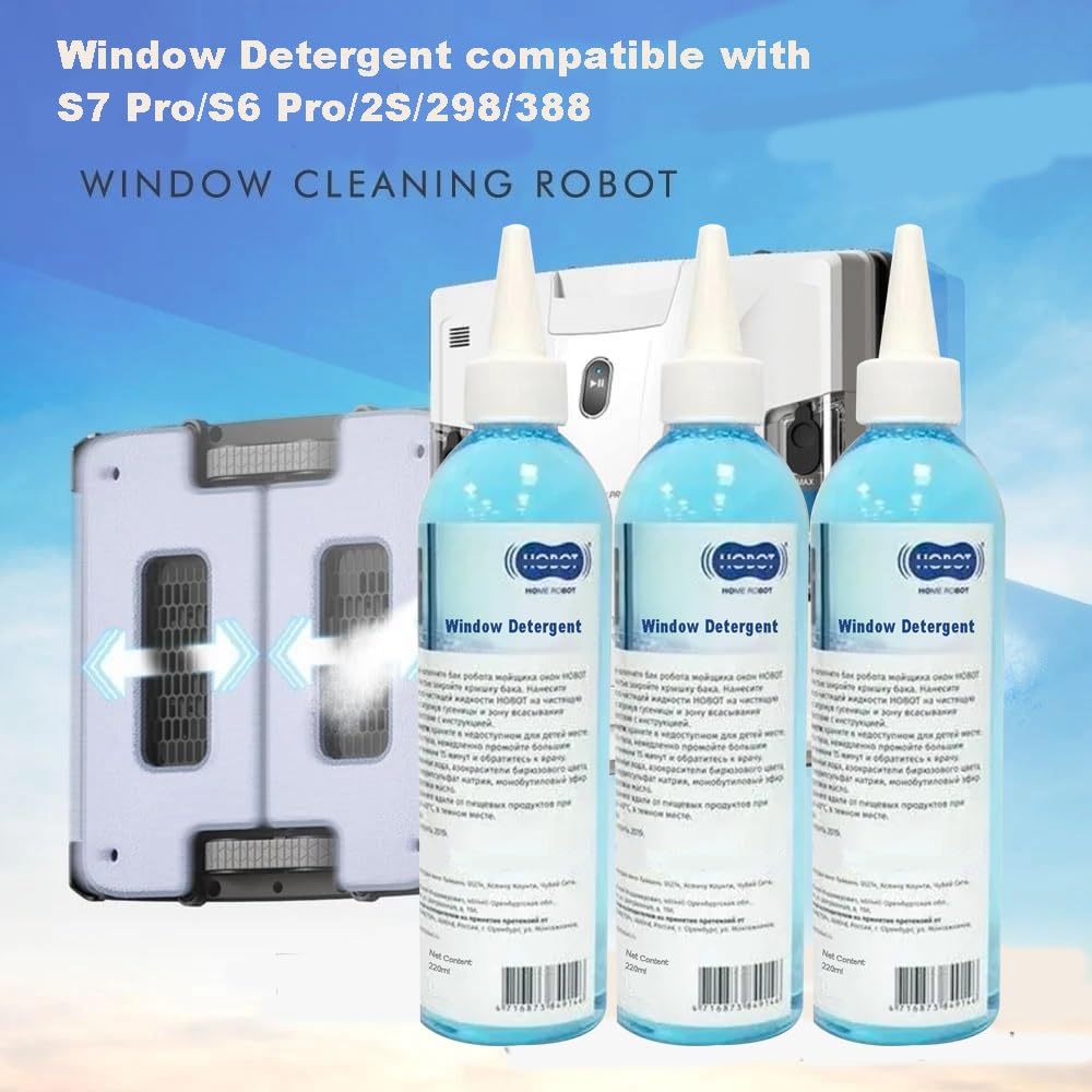 3x 220ml Detergente for finestre robot for pulizia finestre compatibile con HOBOT S7 Pro/S6 Pro/2S/298/388
