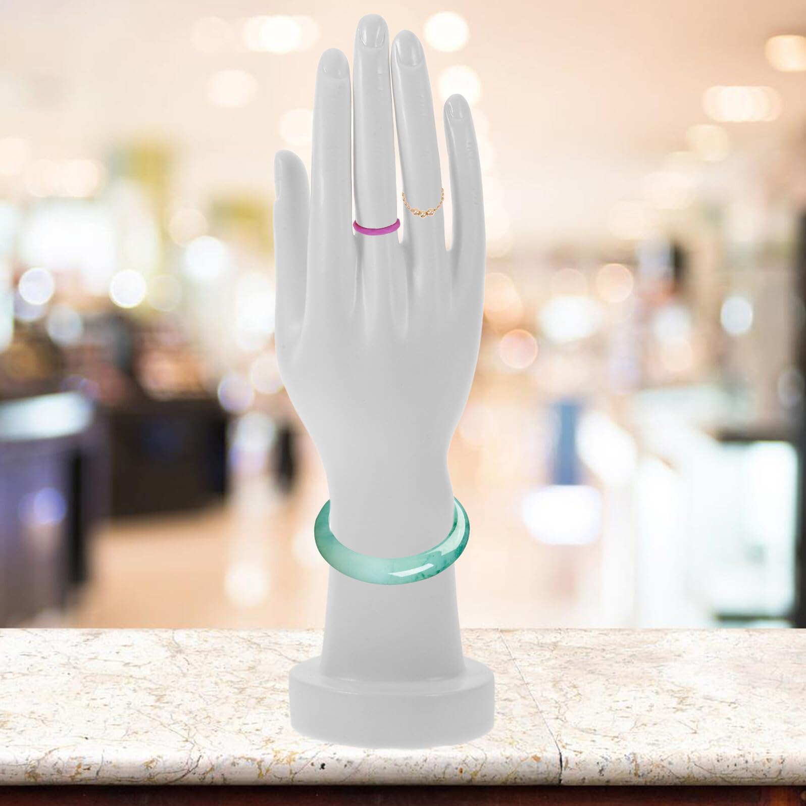 Handmodell für Schmuckpräsentation Realistische Mannequin-Hand Ring und Armbandhalter Deko-Hand mit Sockel für Heim und Geschäft Ausstellungsrequisit für Nagelarbeiten