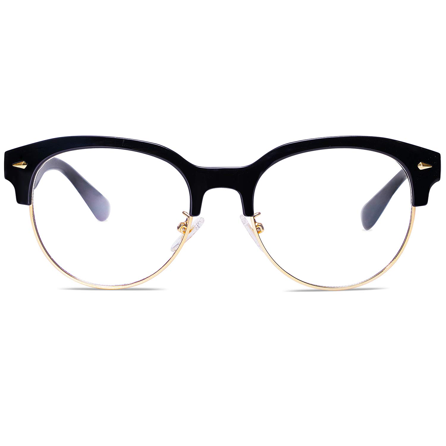 Retro Semi Rimless Blue Light Blocking Glasses Half Frame Horn Rimmed Computer Eyewear PRESENT SJ5064