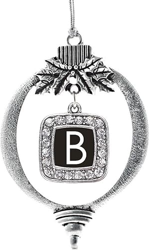 Miniatura 16 de Inspired Silver - My Vintage Initials - Adorno con dije de letra J - Adornos navideños cuadrados de plata con joyas de circonita cúbica