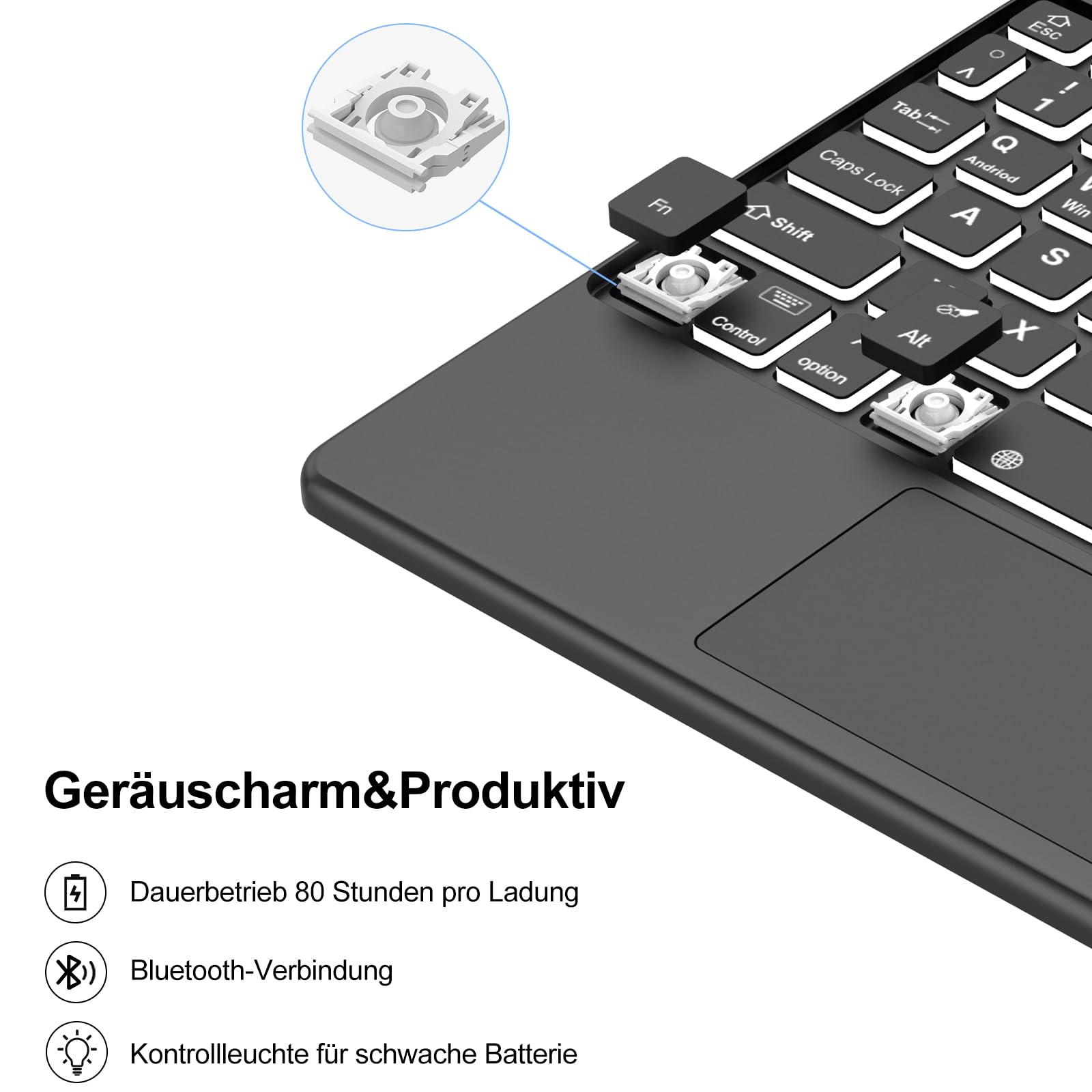 Custodia con tastiera per iPad Air 11" M4/M3/M2 (2024-2026), touchpad/illuminazione | Custodia con portapenne, tastiera QWERTZ Bluetooth magnetica per iPad Air 8/7/6. generazione 11 pollici M4/M3/M2