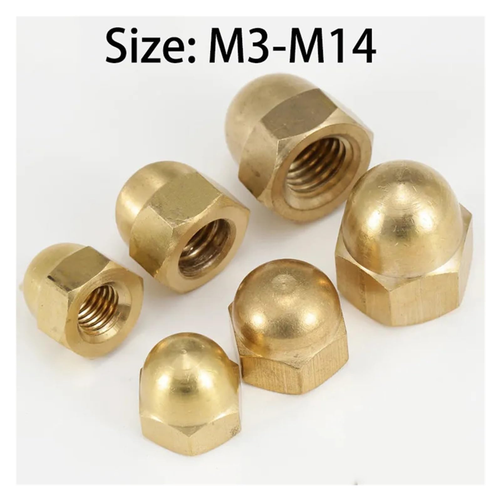 Brass Cap Nut Hex Acorn Nut Dome Covers Copper Nuts M3 M4 M5 M6 M8 M10 M12 M14 Cover Up Decorative Screw Cap (Size : M5 4pcs)