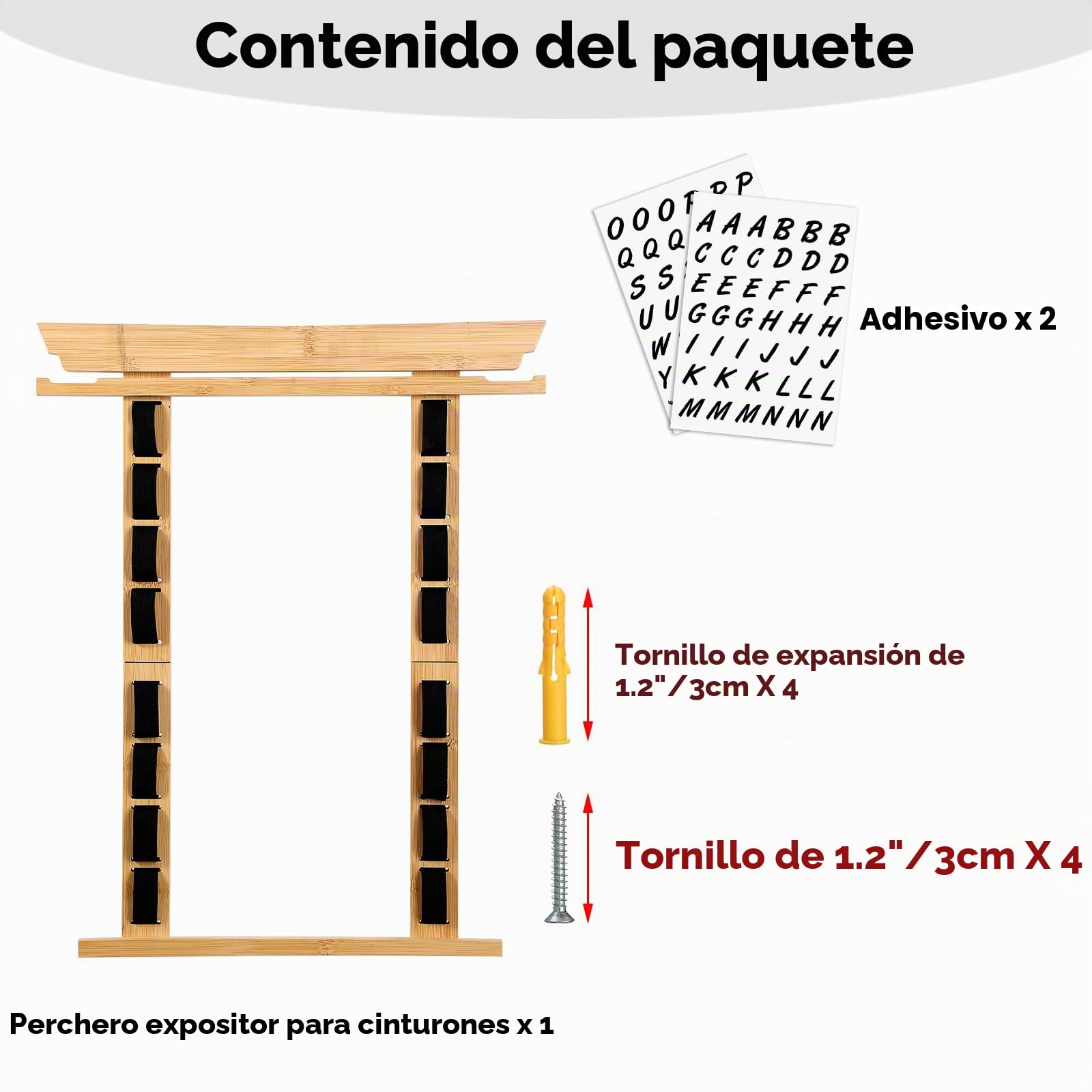 SUMNACON Soporte para cinturón de artes marciales para 8 cinturones de bambú para taekwondo, soporte para cinturón de montaje en pared para medil, cinturón de judo, cinturón de karate, cinturón de
