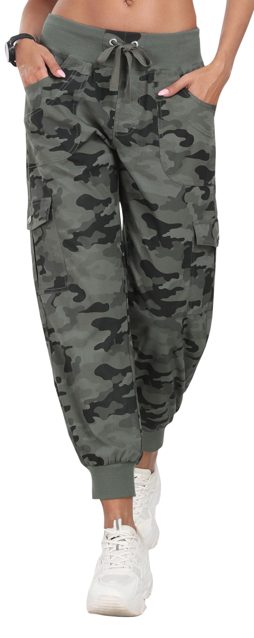 JINSHI Pantalones Mujer Cargo Pantalón Largo Trabajo Pant Deportivo Jogger Cintura Alta con Bolsillos