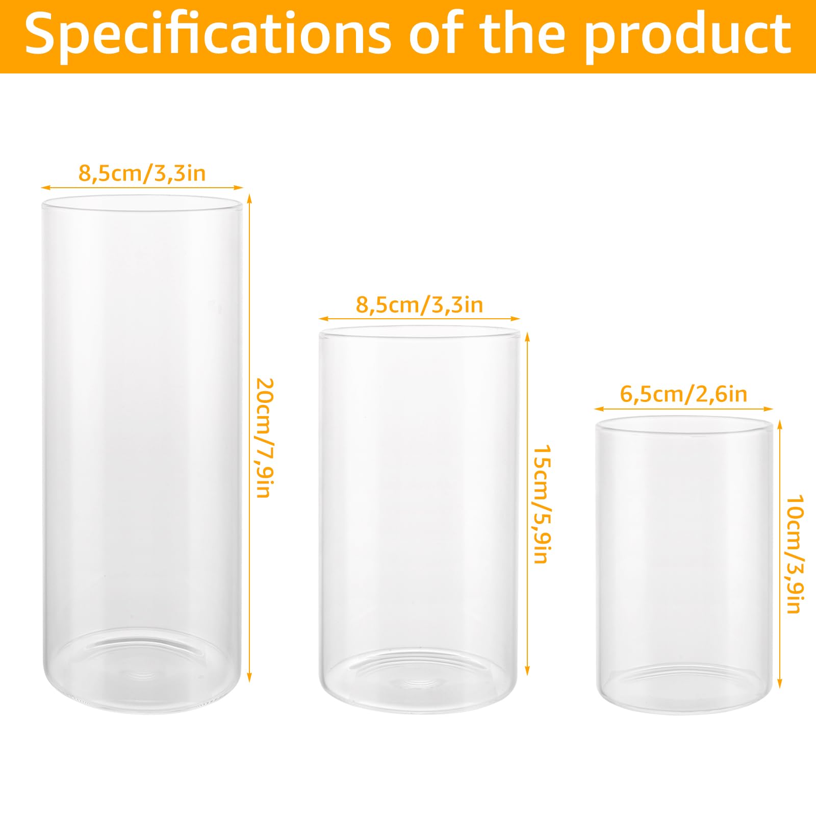 10 Pezzi Porta Candele In Vetro | Altezze 10/15/20 Cm, Per Candele Galleggianti E Decorazioni - Foto 7