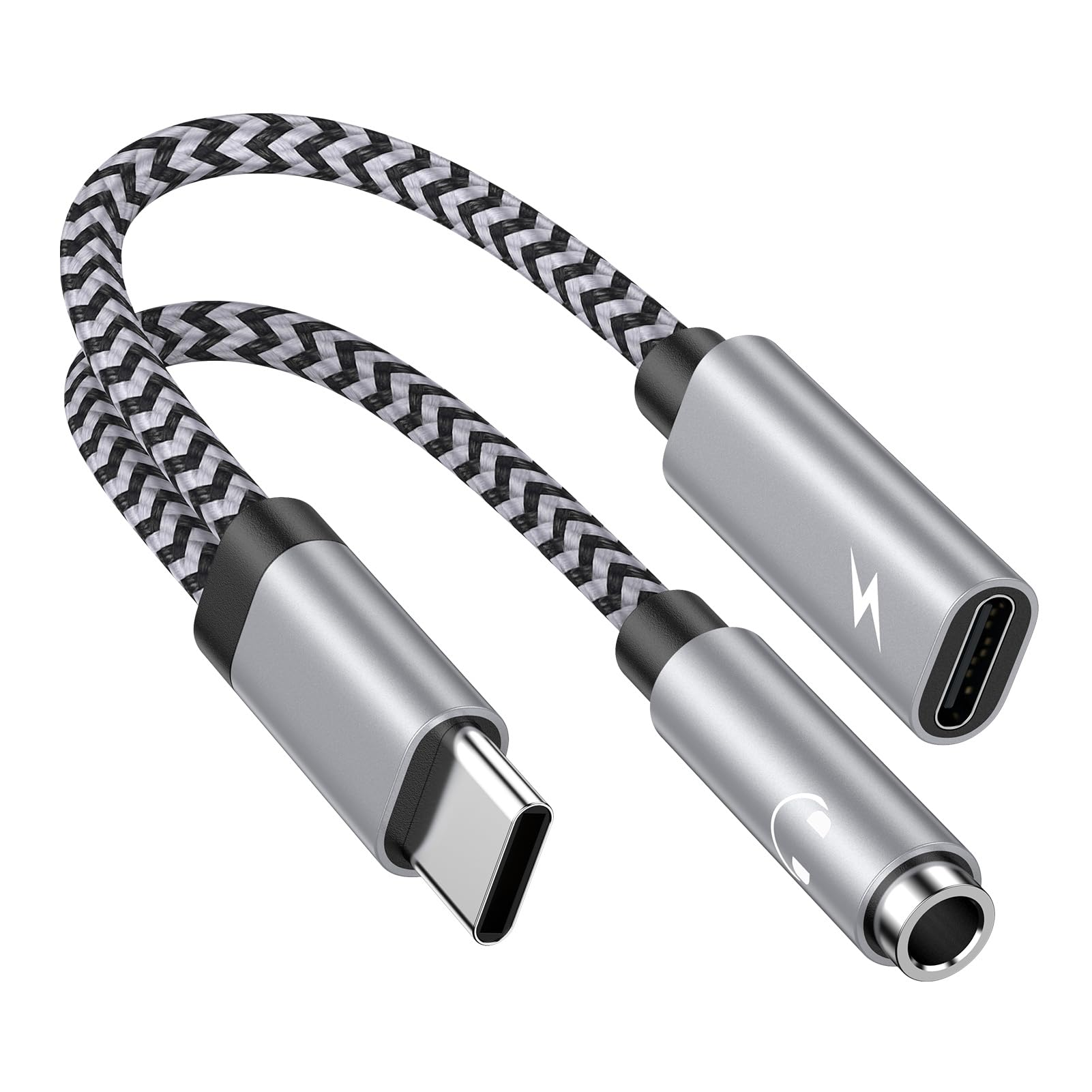 iPhone 15 USB Type C to 3.5mm Headphone Jack Adapter with PD Fast Charging Dongle Cable,2 in 1 Type C Port to Aux Audio Cord for iPhone 15 Plus Pro Max,Samsung Galaxy S24/Z Fold5,Google Pixel 8a/8/7/6