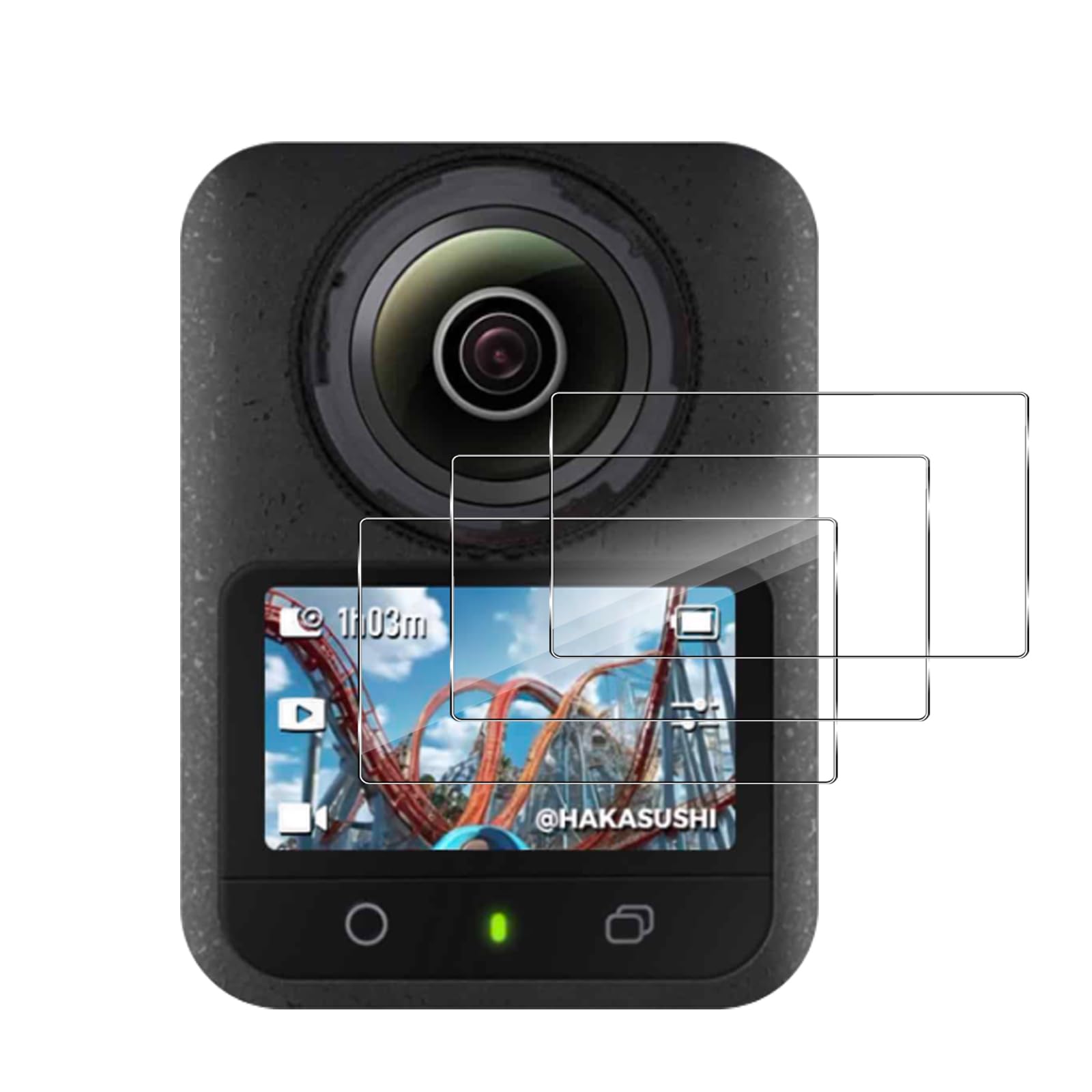 Folia ochronna do DJI Osmo 360 do szkła pancernego, 3 sztuki folii ze szkła o twardości 9H, szkło ochronne odporne na zarysowania, ochrona wyświetlacza bez pęcherzyków powietrza