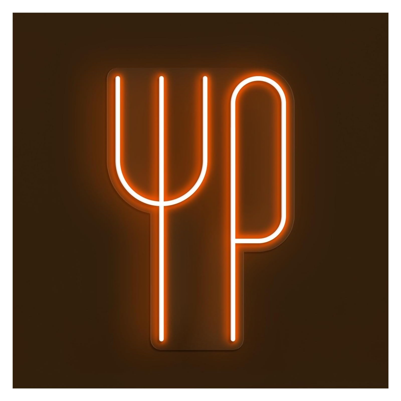 Rongch Orange Hanging Art Signs Fork Knife Neon Sign Handmade, Suitable For Restaurants Decor With Brightness Adjustable 30Cm(Orange)